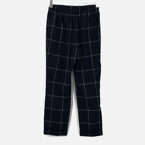 Oak + Fort Elastic Waist Pull On Windowpane Plaid Cuffed Pants - Size XS - Picture 4 of 7